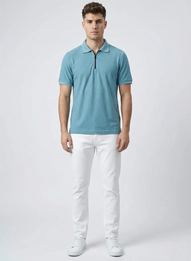 Clans&Hans Men Green Knitted Polo with Zipper